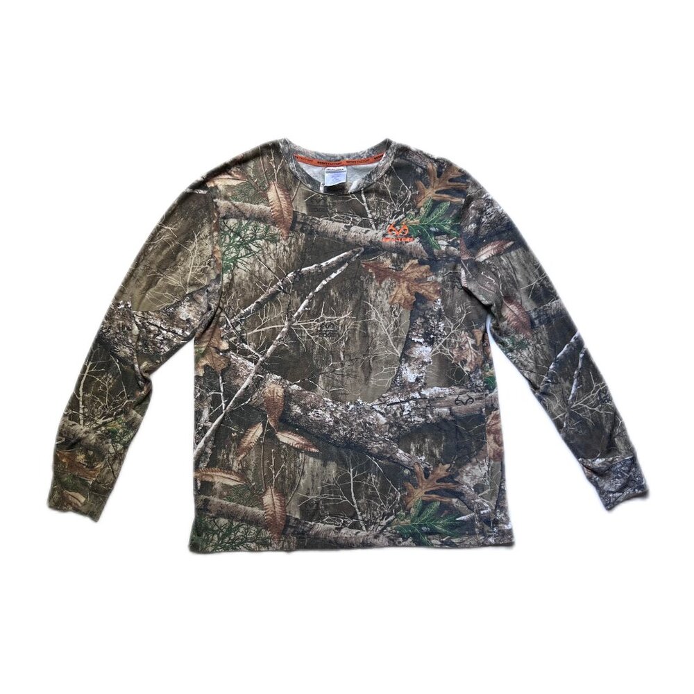 Classic Realtree Camo Print Long Sleeve Tee Mens Oversized T-Shirt